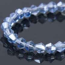 Бусины Гальваника Стекло, Граненые, Биконус, Цвет: Синий, Размер: 3х3мм, Отв-тие: 1мм, около 104шт/40см/нить, (УТ100007057)