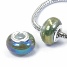 Шармы Евробусины Фарфоровые, АВ цвет, Вставка из Латуни, Рондель, Цвет: Зеленый, Размер: 14~16x9~10мм, Отв-тие 5мм, (УТ100008133)