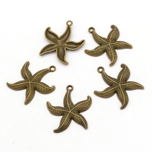 Кулон Морская Звезда, Металл, Цвет: Бронза, Размер: 26x23x2.5мм, Отверстие 1мм, (УТ100008154)