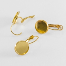 Швензы, Латунь, c Круглой Основой под Кабошон, Цвет: Золото, Размер: 25х14мм, Внутренний Диаметр 12мм, (БА000001556)