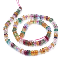 Бусины Хрустальное Стекло, Прозрачные Граненые Рондель, Микс, 6х3мм, Отверстие 1мм, около 125шт/35см/нить, (УТ100006874)