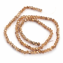 Бусины Стекло, Граненые, Рондель, Цвет: Бежевый, Размер: 3х2.5мм, Отверстие 0.5мм, около 119шт/36см/нить, (УТ100006916)