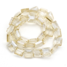 Бусины Гальваника Стекло АВ-Цвет, Граненые, Квадрат, Цвет: Шампань, Размер: 13x13x7.5мм, Отв-тие: 2мм, около 38шт/50см/нить, (УТ100006978)