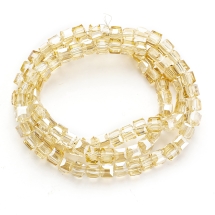 Бусины Гальваника Стекло, Кубики Граненые, Цвет: Древесный, Размер: 4х4х4мм, Отв-тие 1мм, около 95шт/53см/нить, (УТ100007020)