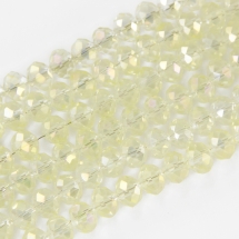 Намистини Гальваніка Скло, Грановані, Рондель, Колір: Жовтий, Розмір: 6х4мм, Отв-тя: 1мм, близько 100шт / 40см / нитка, (УТ100007024)