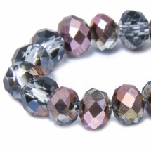 Бусины Стекло с Гальваникой, Граненые, Рондель, Полупокрытие, Цвет: Коричневый, Размер: 6х4мм, Отв. 1мм, около 100шт/40см/нить, (УТ100007026)