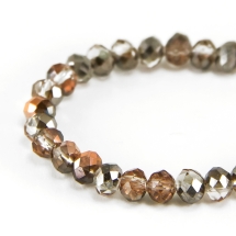 Бусины Стекло с Гальваникой, Граненые, Рондель, Полупокрытие, Цвет: Коричневый, Размер: 4х3мм, Отв. 1мм, около 150шт/45см/нить, (УТ100007027)