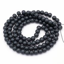 Жемчуг Бусины Стеклянные, Матовые, Круглые, Цвет: Черный N10, Размер: 8~8.5x7.5~8мм, Отв. 1.5мм, около 105шт/84см/нить, (УТ100007137)