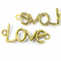 Коннектор Любовь Бижутерный сплав, 2 отверстия, Цвет: Античное Золото, Размер: 40х15.5х2мм, Отверстие 3мм, (УТ100008235)