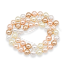 Жемчуг Shell Pearl Бусины Круглый, Класс А, Бежевый, 8мм, Отверстие 1мм, около 50шт/40см/нить, (УТ100007419)