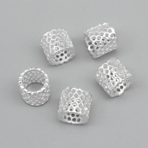 Намистини Філігранні, Латунь, Трубка, Колір: Срібло, Розмір: 8.5x9мм, Отвір 7мм, (УТ100007522)