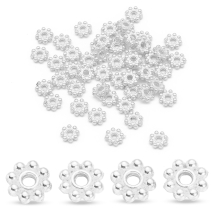 Бусины-Разделители Бижутерный Сплав Цветок, Серебро, 5х1.5мм, Отверстие 1мм, (УТ100007502)