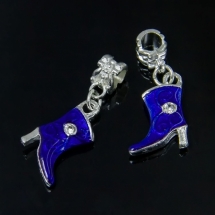 Шармы Евробусины с Кулоном, Сапог, Металл, Цвет: Синий, Размер: 14x33x3мм, Отв. 4.5мм, (УТ100008445)