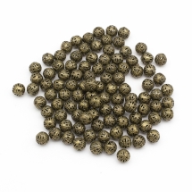 Бусины Филигранные, Железные, Круглые, Цвет: Бронза, Размер: 8мм, Отверстие 1мм, (УТ100007509)