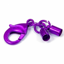 Застежка Карабин-Лобстер Железо, с концевиками, Цвет: Фиолетовый, Размер: 44мм, Карабин 23x14мм, концевик 5x10мм, внутри 4.2мм, (УТ100008515)