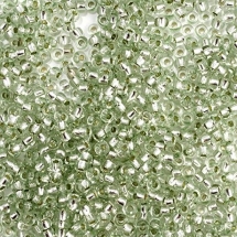 Бисер 78262 Чешский Preciosa 10/0, Прозрачный с серебряной полосой TSL, Зеленый, Круглый, (УТ100008859)