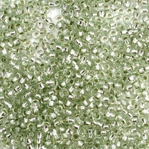 Бисер 78262 Чешский Preciosa 10/0, Прозрачный с серебряной полосой TSL, Зеленый, Круглый, (УТ100008859)