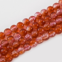 Бусины Стекло Кракле 6мм, Двухцветные, круглые, Цвет: Оранжево-розовый A62, Диаметр: 6мм, Отв-тие 1мм, около 134шт/80см/нить, (УТ100008549)