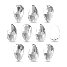 Пришивные Акриловые Стразы 2 Отверстия Капля, Бесцветный, 16х10х4мм, Отверстие 1мм, (УТ100008626)