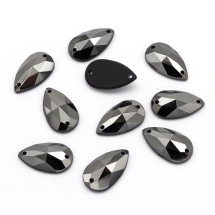 Пришивные Акриловые Стразы, 2 отверстия, Капля, Цвет: Темно-серый, Размер: 16х10х4мм, Отв-тие 1мм, (УТ100008627)