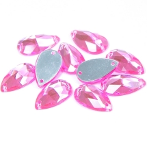 Пришивные Акриловые Стразы, 2 отверстия, Капля, Цвет: Фламинго, Размер: 16х10х4мм, Отв-тие 1мм, (УТ100008628)