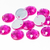 Пришивные Акриловые Стразы, 2 отверстия, Круглые, Цвет: Розовый, Размер: 12х4мм, Отв-тие 1мм, (УТ100008636)