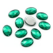 Пришивные Акриловые Стразы, 2 отверстия, Овальные, Цвет: Морская Волна, Размер: 18х13х5мм, Отв-тие 1мм, (УТ100008650)