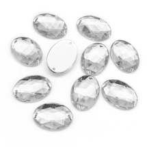 Пришивные Акриловые Стразы, 2 отверстия, Овальные, Цвет: Бесцветный, Размер: 18х13х5мм, Отв-тие 1мм, (УТ100008651)