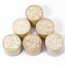 Штампы из Дерева и Резины 3х2.4см, с разными надписями, 6шт/набор, (УТ100008667)