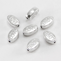 Бусины Металлические, Love,Овал, Цвет: Платина, Размер: 10х6х4мм, Отв-тие: 1мм, (УТ100008604)