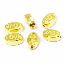 Намистини Металеві, Love, Овал, Колір: Золото, Розмір: 10х6х4мм, Отвір: 1мм, (УТ100010033)