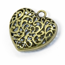 Кулон Сердце Металл, Цвет: Бронза, Размер: 51x50x17мм, Отверстие 5мм, (УТ100008681)