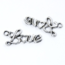 Кулон Слово Любовь, Металл, Цвет: Античное Серебро, Размер: 13x25x2мм, Отверстие 2мм, (УТ100008721)