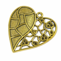 Кулон Серце Метал, Колір: Античне Золото, Розмір: 47x46x5мм, Отвір 3мм, (УТ100008864)