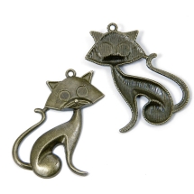 Кулон Кот, Металл, Цвет: Бронза, Размер: 46x30x5мм, Отверстие 2мм, (УТ100008670)