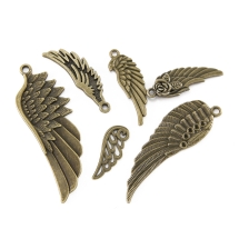 Кулон Крылья, Металл, Цвет: Бронза, Размер: 24~56x9~21x1~2мм, Отверстие 1.5~5x2~3мм, около 30шт/100г, (УТ100008684)