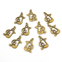 Кулон Скрипичный Ключ с Нотой, Металл, Цвет: Бронза, Размер: 20x15мм, (УТ100008687)