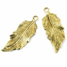 Кулон Лист, Металл, Цвет: Античное Золото, Размер: 55x20x2мм, Отверстие 3.5мм, (УТ100008907)