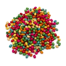 Бусины Деревянные Окрашенные, Овальные, Цвет: Микс, Размер: 6x4~5мм, Отв-тие 2мм, около 500шт/25г, (УТ100009566)