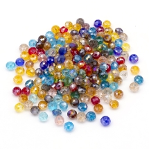 Бусины Гальваника Стекло АВ-Цвет, Граненые, Рондель, Микс, 4х3мм, Отв-тие: 1мм, около 200шт/упаковка, (УТ100009573)