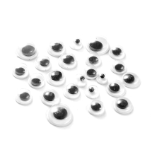 Глазки Живые для Скрапбукинга и игрушек, Круглые, Цвет: Черный, Диаметр 4~9мм, Толщина 3~3.5мм, около 495шт/20г, (УТ100009596)