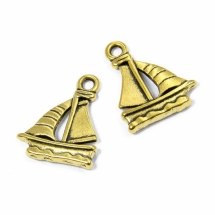 Кулон Кораблик, Металл, Цвет: Античное Золото, Размер: 20x16.5x2мм, Отверстие 2мм, (УТ100008757)