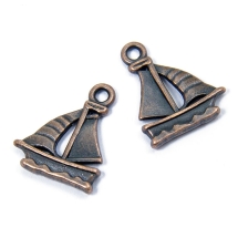 Кулон Кораблик, Металл, Цвет: Медь, Размер: 20x16.5x2мм, Отверстие 2мм, (УТ100008759)