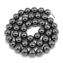 Намистини Синтетичний Гематит Круглі, Немагнітний, Клас АА, Чорний, 10мм, Отвір 1.5мм, близько 43шт/43см/нитка, (БА000001431)