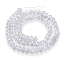 Бусины Хрустальные Жемчужный Блеск, Гальваническое стекло, Граненые, Рондель, Бесцветный, 12х8мм, Отв. 1мм, около 68шт/55.5см/нить (УТ100009470)