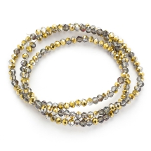 Бусины Гальваника Стекло, Граненые, Рондель, Цвет: Золотистый, Размер: 3х2мм, Отв-тие: 1мм, около 155шт/35см/нить, (УТ100009215)