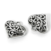 Кулон Сердце, Металл, Цвет: Античное Серебро, Размер: 20.5х19.5мм, Отверстие 2.5мм, (УТ100009465)