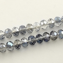 Бусины Гальваника Стекло, Граненые, Рондель, Цвет: Серо-синий, Размер: 10x7.5мм, Отв-тие: 2мм, около 72шт/54см/нить, (УТ100009303)