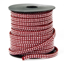 Шнур Замшевый, с алюминиевыми вставками, Цвет: Бордовый, Размер: 5х2мм, (УТ100009821)