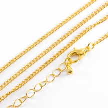 Цепь Основа Железная для Ожерелий, с Застежкой, Цвет: Золото, Длина 44см, Толщина 2мм, Звено 3x2x0.6мм, (УТ100009839)